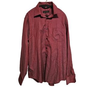 Like New Men's Kenneth Roberts Platinum Maroon Button Down Dress Shirt